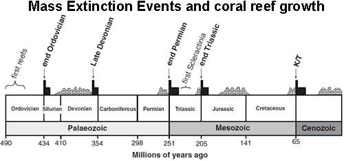 Mass Extinctions and Coral Reef Growth